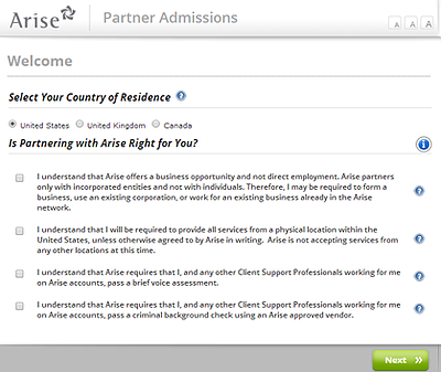 Arise Profile Registration